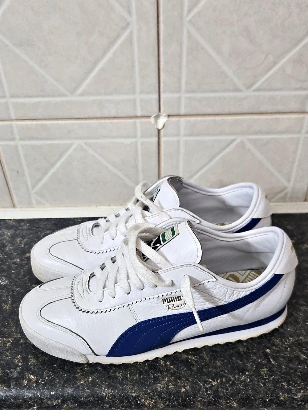 Puma Roma 68 White & Blue Sneakers